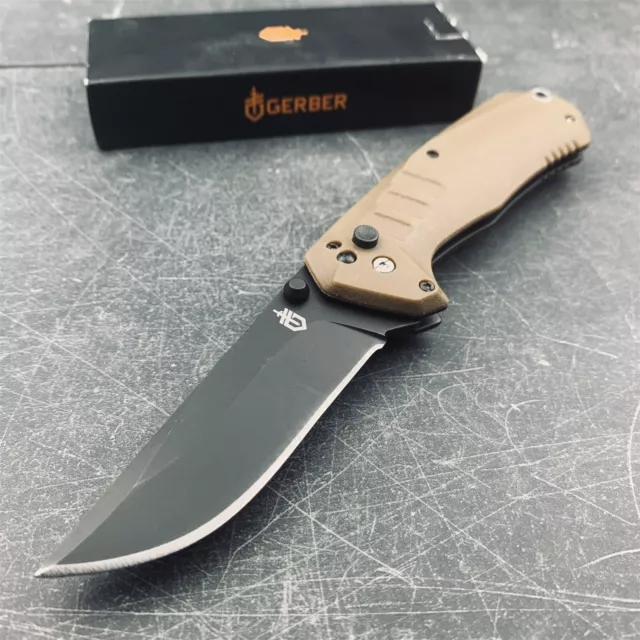 Gerber Coyote Brown Haul Plunge Lock Assisted Open Tactical Folding Pocket Knife