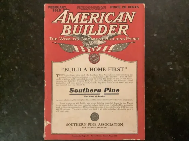 American Builder Magazine February 1919 Home Designs Loaded w/ Great Ads! Farm