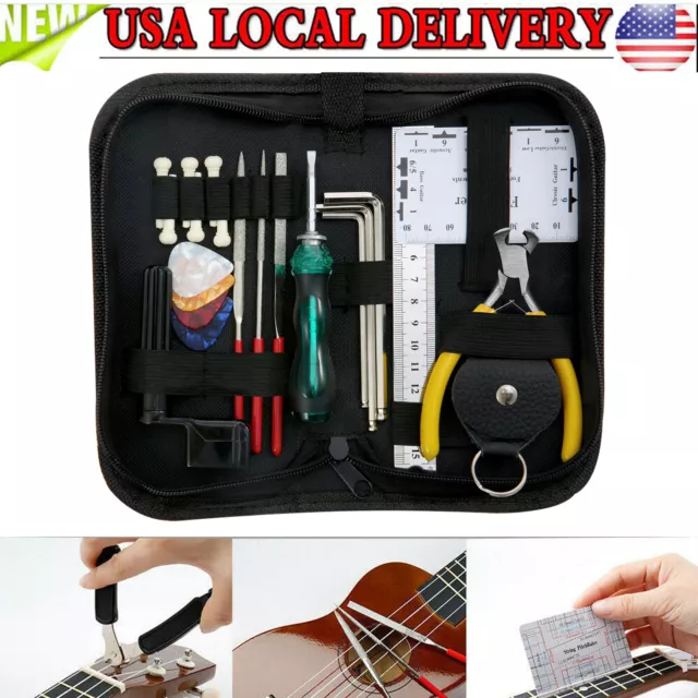 Professional Guitar Care Tool Repairing Maintenance Tech Kit Set Organizer Q1B6