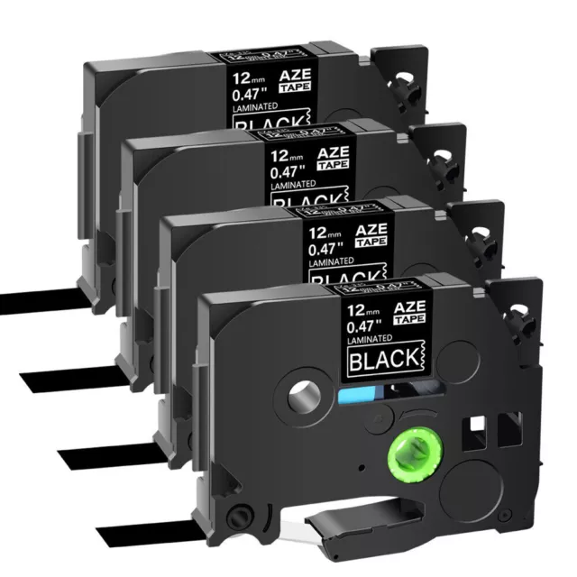 4PK White on Black Label Tape For Brother P-Touch PT-H110 TZ-335 TZe-335 12mm