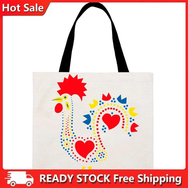 Borsa di lino stampata su pollo-06172