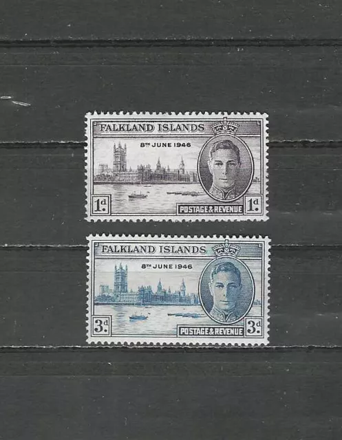 Falkland Islands , 1946 , George Vi , Peace Issue , Set Of 2 Stamps , Perf , Mnh