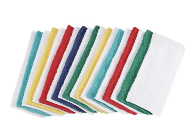18 Mainstay Washcloth 100% Cotton 11 x 11 Bright Color Face Wash