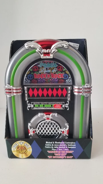 Nostalgic Musical Light Up Jukebox Centerpiece 60'S Peace Love & Rock N Roll