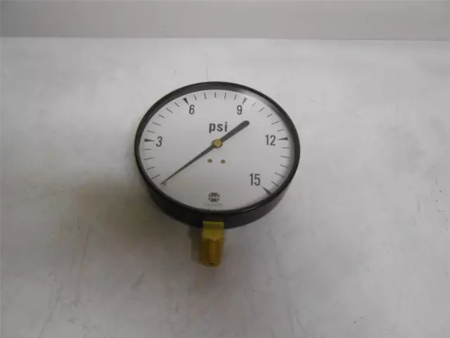 Ametek P 500 USG Pressure Gauge 1/4" ANPT LM, 15 PSI, 4 1/2" Diameter (No Box)