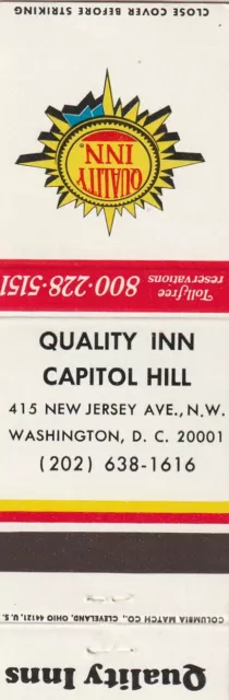 Vintage Hotel Matchbook Cover. Quality Inn Capitol Hill. Washington, Dc.