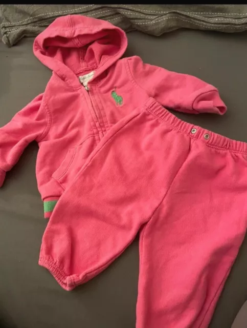 Ralph Lauren Baby Girls Pink Tracksuit Outfit  Set Age 3-6 Months