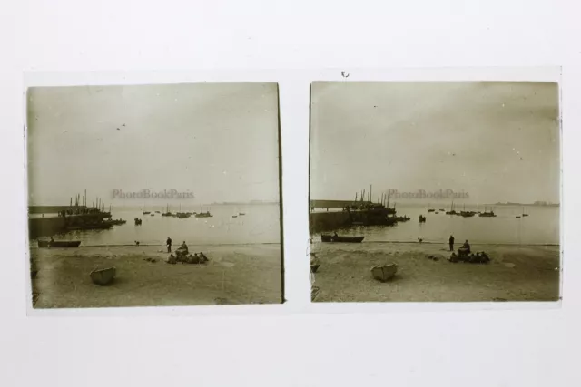 Bretagne Vacances France Photo Stereo 10n39 Plaque verre Vintage c1930