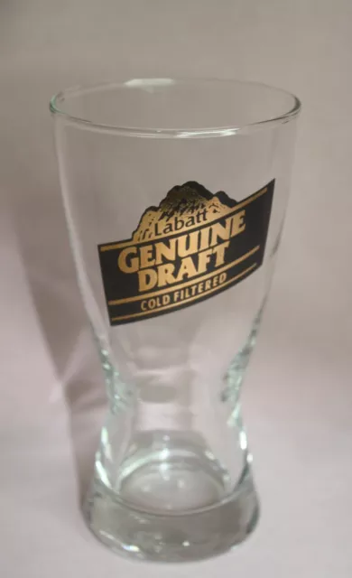 Vintage Labatt Genuine Draft Beer Drinking Glass 8  Oz. Black/Gold Cold Filtered