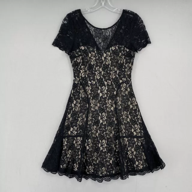 NWT Diane Von Furstenberg Maribel Black Floral Lace Dress Size 0 Fit Flare