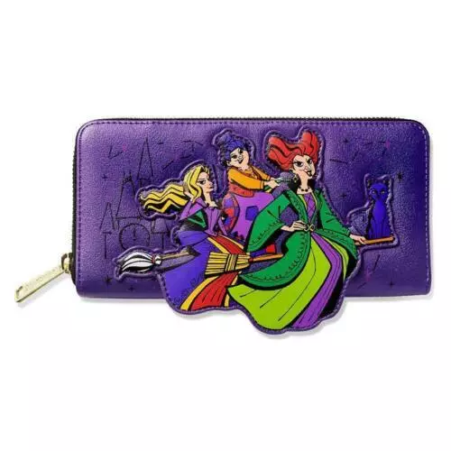 Loungefly Disney Hocus Pocus Sanderson Sisters Binx Wallet Purple + Key