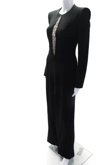 Alexander McQueen Womens Rhinestone Embellished Long Sleeve Gown Black IT 42 2