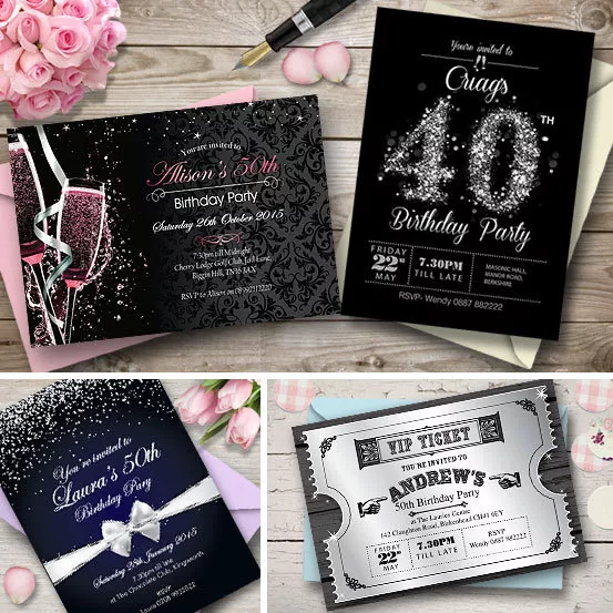 Personalised Birthday Invitations • Party Invites• 18th 21st 30th 40th 50th 60th