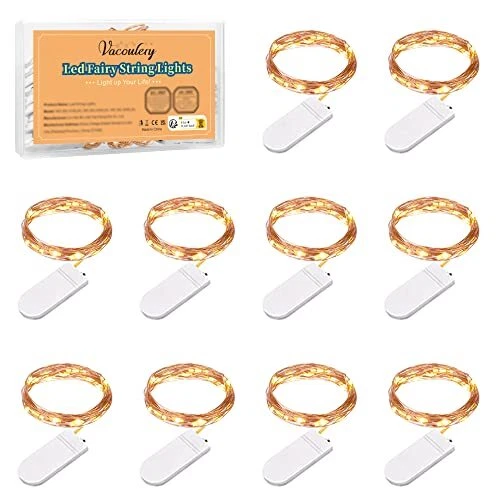 Vacoulery Guirlande Lumineuse Pile 1M 10 LED Blanc Chaud Guirlande Lumineuse ...