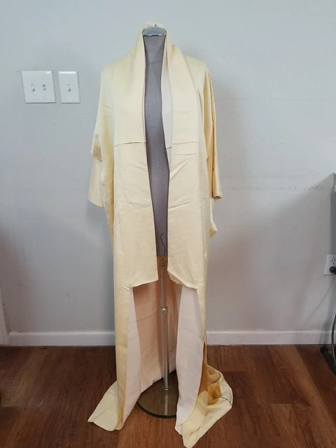 Vtg Japanese Kimono Yellow Tree Print