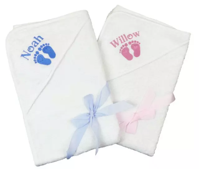 Hooded Baby Towel with PERSONALISATION White 65 x 65cm Baby Shower Gift