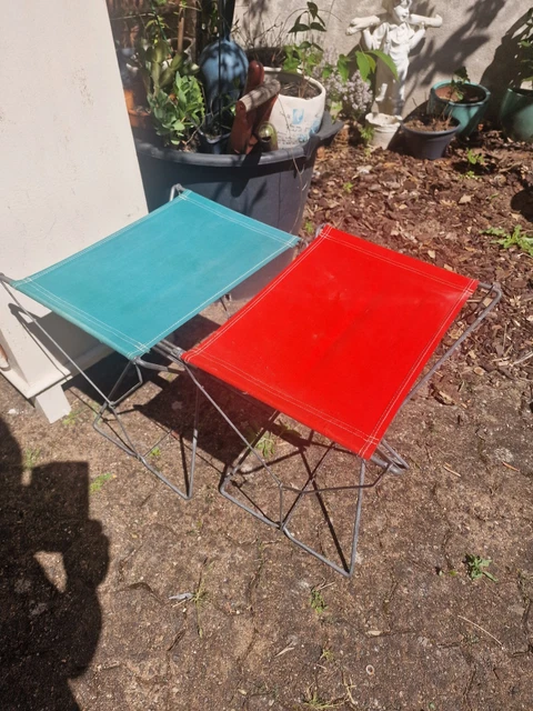 Siège Pliant Vintage Métal Et Toile – Idéal Camping, Plage, Pêche, Jardin