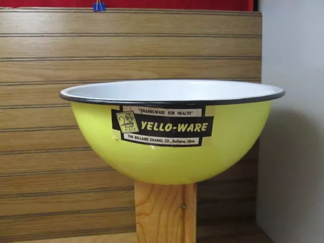 Vintage Enamelware Mixing Bowl Yellow Bellaire Enamel NOS