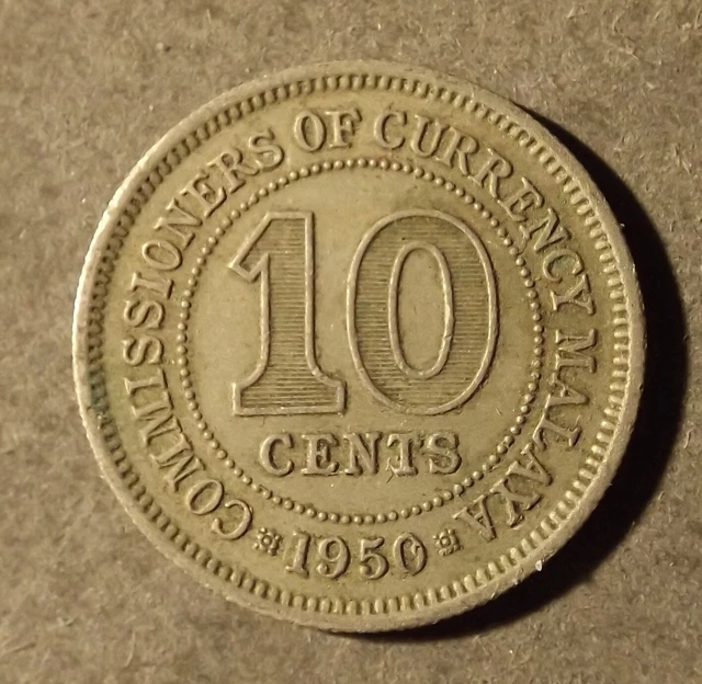 Commisioners Of Currency Malaya 10 Cent Coin Dated 1950 Very Nice Coin But A Lit