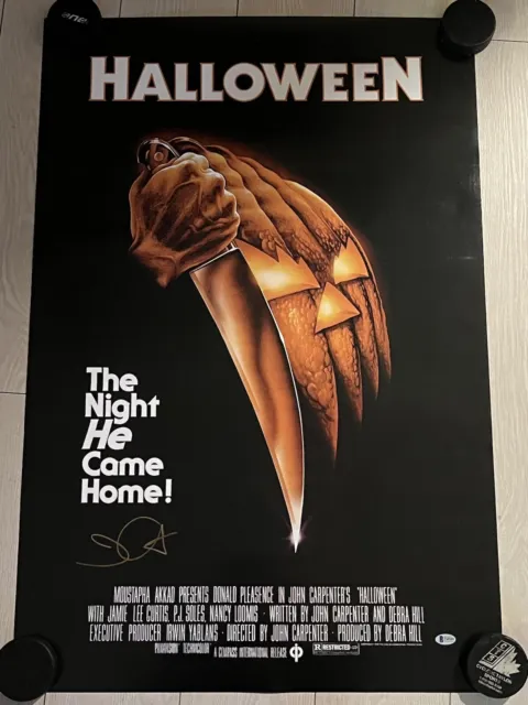 John Carpenter signed Halloween 24x36 Poster BAS COA Michael Myers