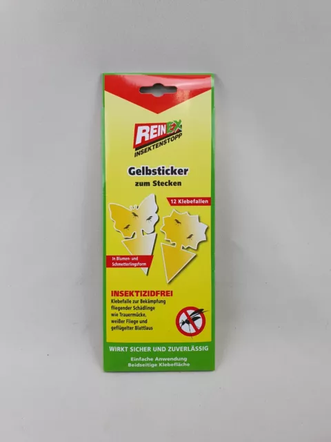 2 x 12 (24 Stck) Gelbsticker Leimfalle Gelbtafel Gelbstecker Blumenschutz Fliege 3