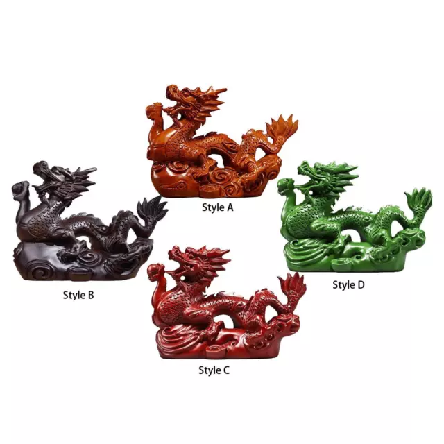 Figurine de Dragon chinois sculptée en bois, décoration Fengshui pour décor