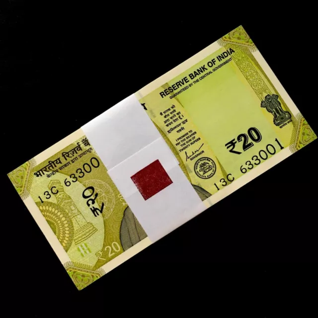 India, 20 Rupias X 100 Piezas, Paquete, Nuevo Issue Billetes, UNC