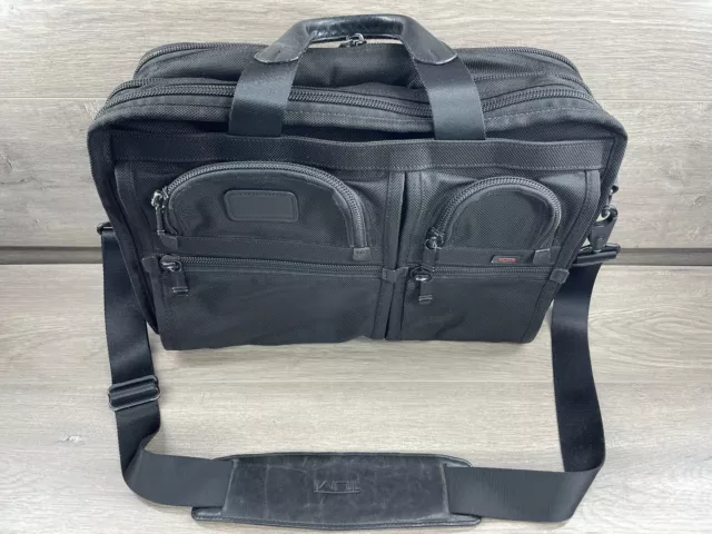 TUMI ALPHA Black Ballistic Nylon Expandable Briefcase LAPTOP Bag  26141DH