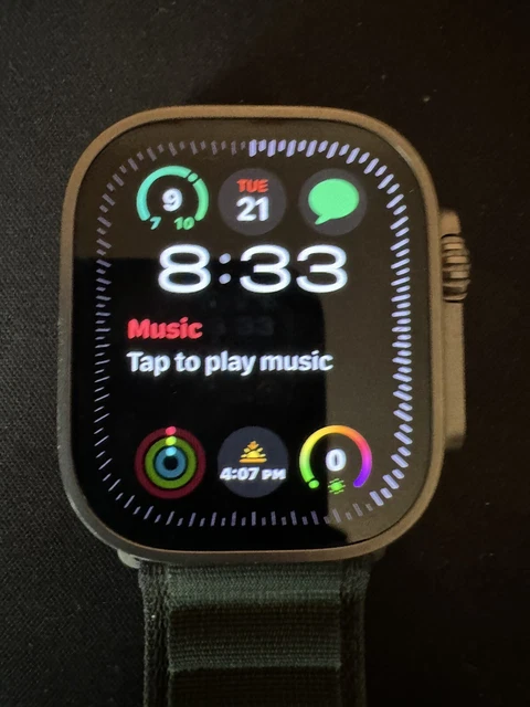 Apple Watch Ultra 49mm Titanium Case with Green Alpine Loop, Large (GPS +...