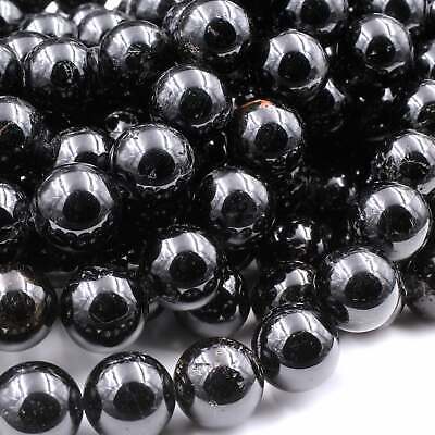 Natural Black Tourmaline Round Beads 4mm 6mm 8mm 10mm 12mm 14mm 16" Strand