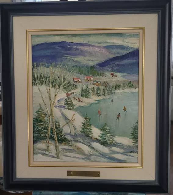 Quebec oil painting on canvas (framed and matted) by Sydney Berne