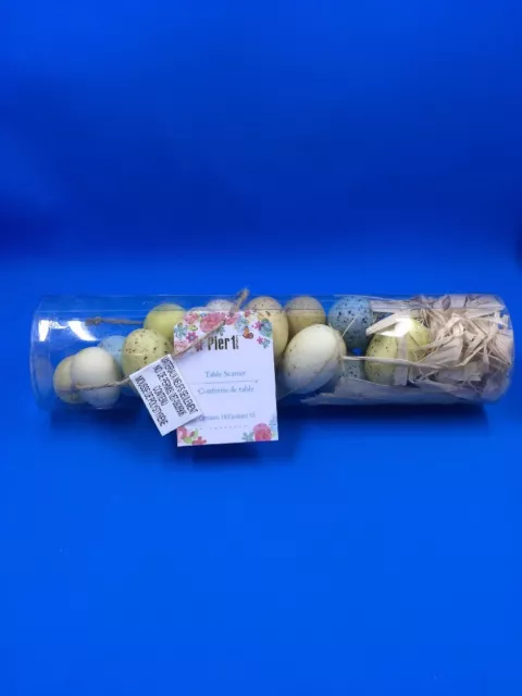 Pier 1 One Imports Easter Spring Table Scatter Eggs  NIB Blue White Yellow 3