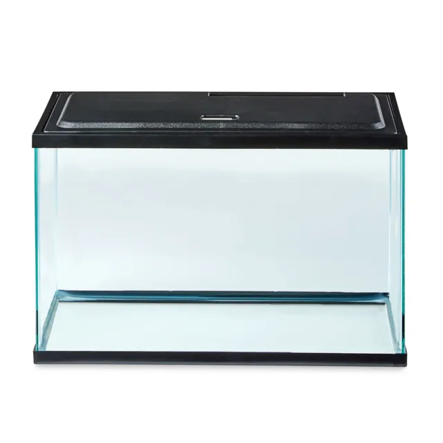 Glass Fish Tank Desktop Aquarium Starter Kit Low-profile Hood LED Light 5 Gallon