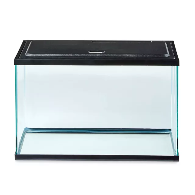 Glass Fish Tank Desktop Aquarium Starter Kit Low-profile Hood LED Light 5 Gallon