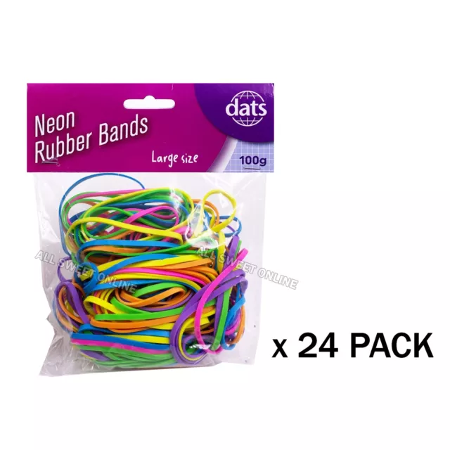 Large Neon Rubber Bands Premium School Office 100 Gram Size #35 (120mm × 3mm) AU