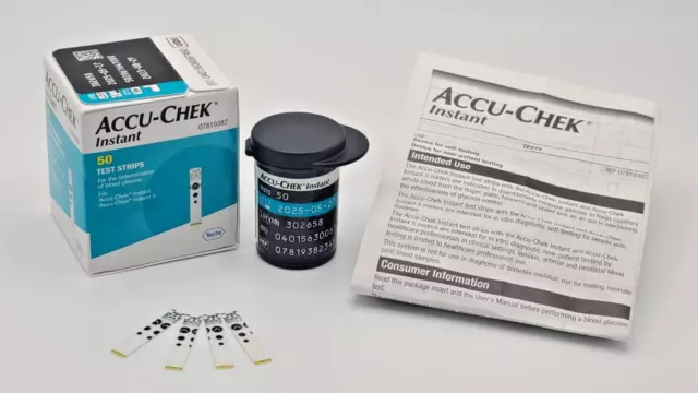 Accu-Chek Instant Blood Glucose Test Strips 50 Pack, Easy use  Expiry 08/09/2025