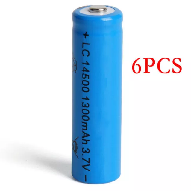 6Pcs 14500 3.7V Li-ion Rechargeable Battery Batteries For Flashlights Lasers US