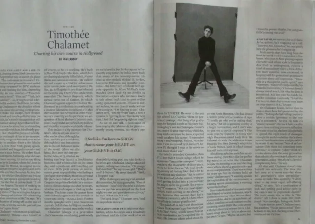 Timothee Timothée Chalamet  TIME Magazine 25 October 2021 NEW 2