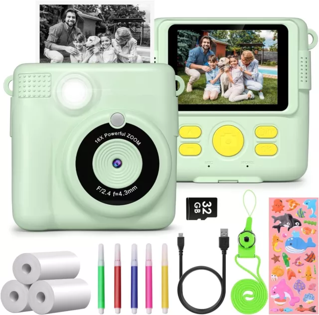 Appareil Photo Enfant Instantanée, GREENKINDER 2,4 Pouces Écran 1080P Numérique