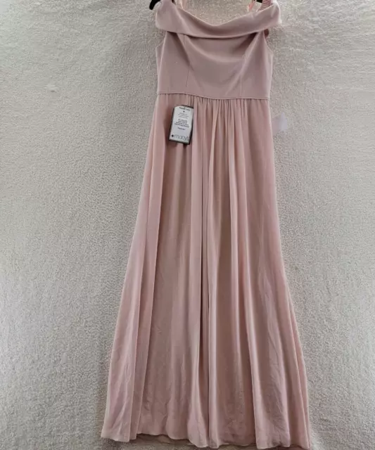 ADRIANNA PAPELL Chiffon Gown Women's 10 Blush Pink Off The Shoulder Back Zip