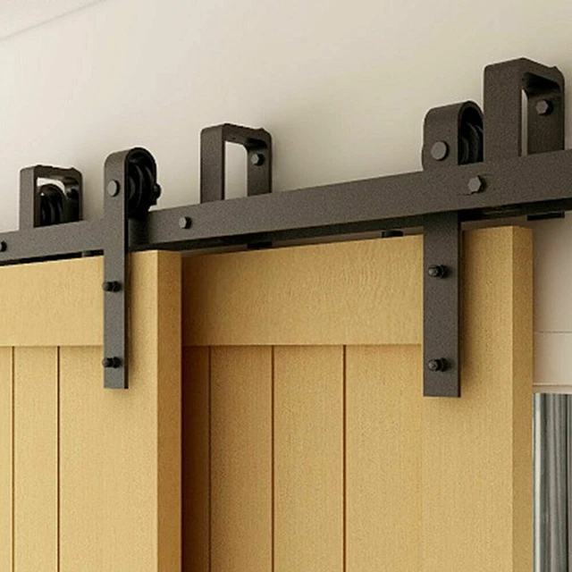 4-20FT Bypass Sliding Barn Door Hardware Kit Closet Track Roller for Double Door