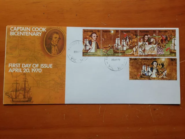 1970 Australia Captain Cook Set Long Fdc By Post Office Unused