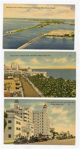 5 Miami Beach Florida Linen Postcards Lummus Park Collins Ave Venetian Causeway 5 Miami Beach Florida Linen Postcards Lummus Park Collins Ave Venetian Causeway