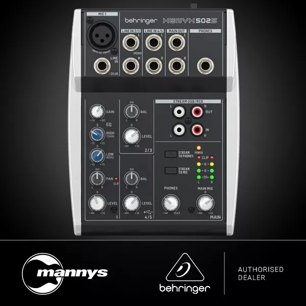 Behringer Xenyx 502S Premium Analog 5-Input Mixer w/ USB Streaming Interface