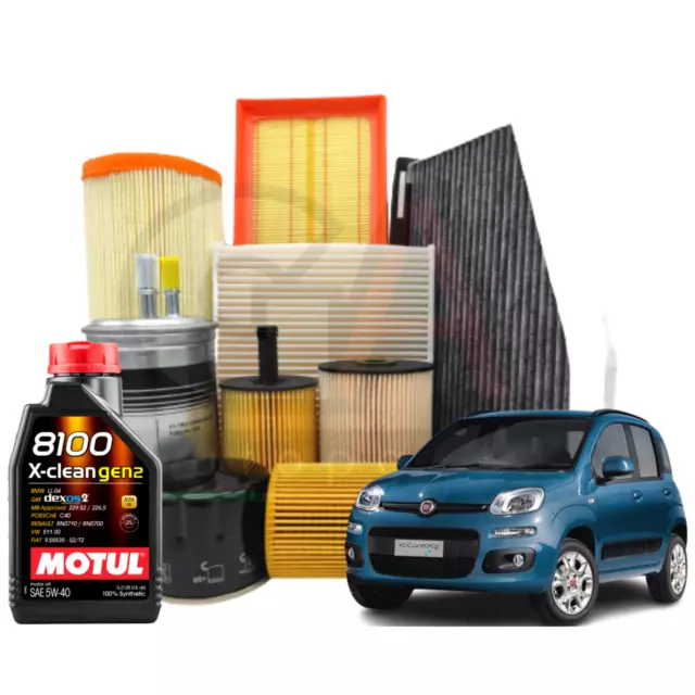 Kit Tagliando Fiat Panda 1.2 51KW 69CV 312 319 + 3 litri Olio Motul 5W40