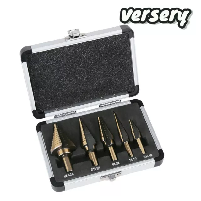5PCS HSS High Speed Steel Cobalt Titanium Step Drill Bit Multiple Hole 50 Sizes