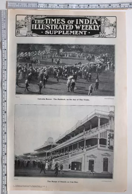 1909 India Impresión Calcutta Races Paddock Day Of Trials Gama De Soportes Taza