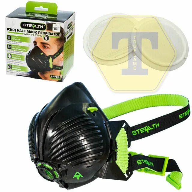 STEALTH P3 Respirator Facemask with twin HEPAC Filters Half Face mask