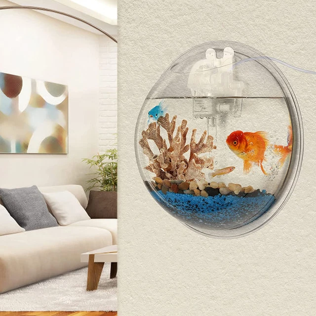 Outgeek Wall Mounted Aquarium Tank: 1-Gallon Betta Fish Bowl Hanging Aquariums C 6