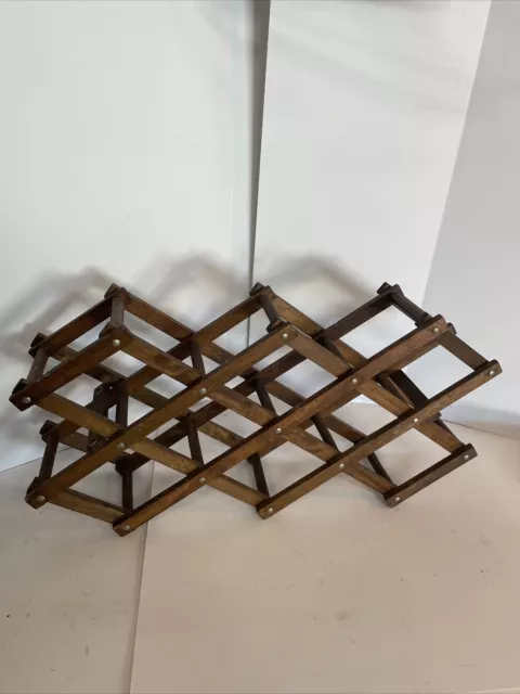 10 Bottle Foldable Wooden Wine Rack - Countertop Free Standing Storage